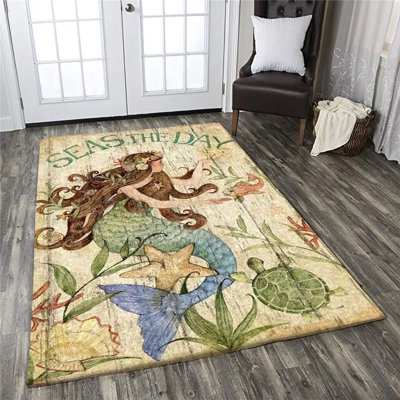 Mermaid Area Rug 3D Printed Rugs Mat Rugs Anti-slip Large Rug Carpet Home Decoration