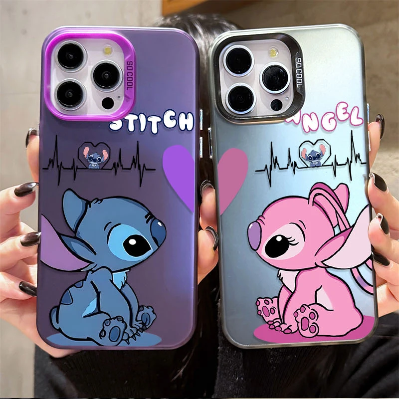 Disney Stitch Love Couples Matte Case for Samsung Galaxy A55 A35 A25 A15 A05 A05S 5G A13 A23 A12 A22 A32 A52 A52S A72 A51 A71 4G