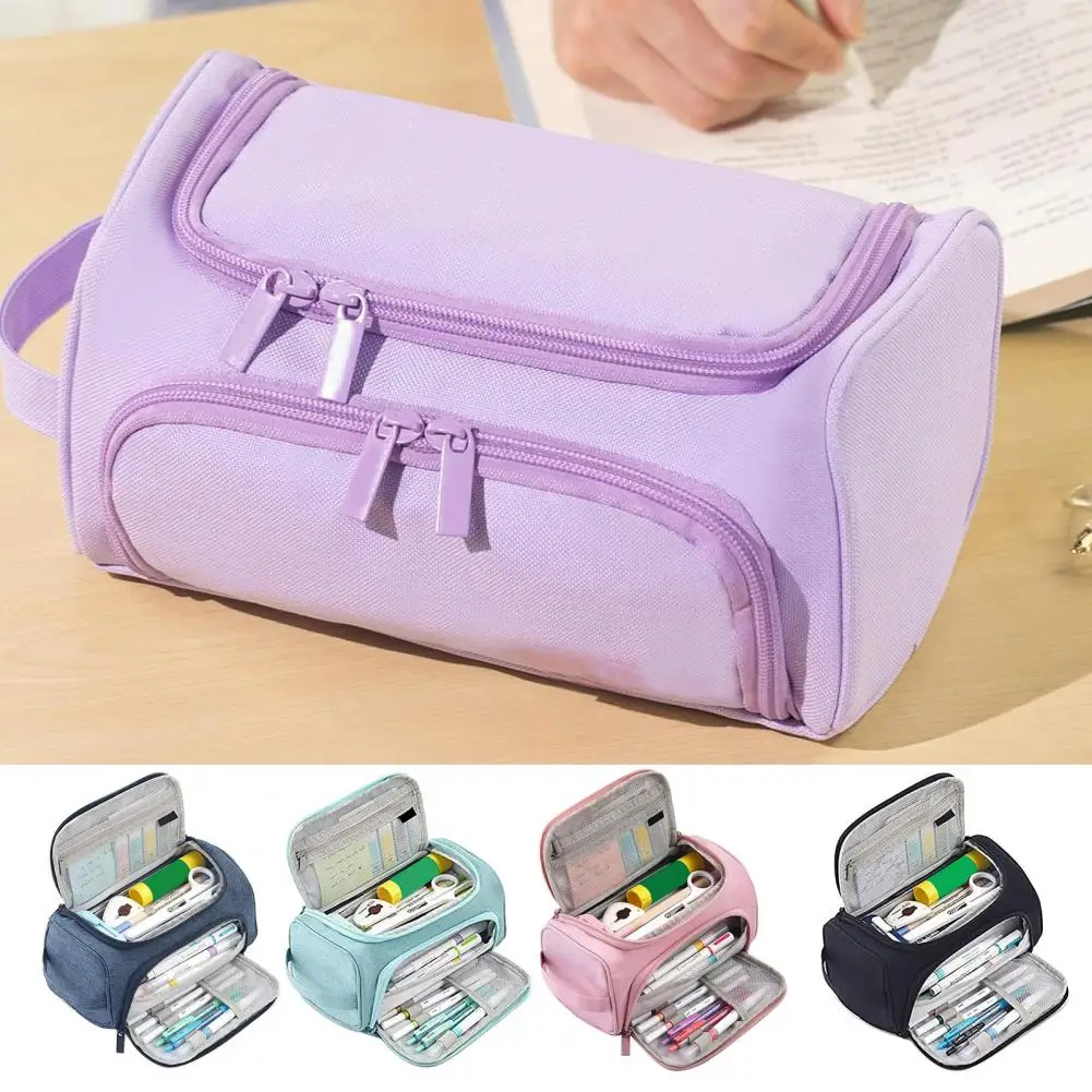 School Accessory Capacity Pencil Case with Zipper Closure Multiple Compartments Aesthetic Design for Stationery Organization