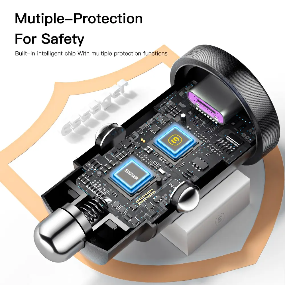 Essager 30W 5A QC PD sc4.0 USB شحن سريع USB نوع C سيارة شحن سريع لهاتف آيفون 12 13 هاتف شاومو #3