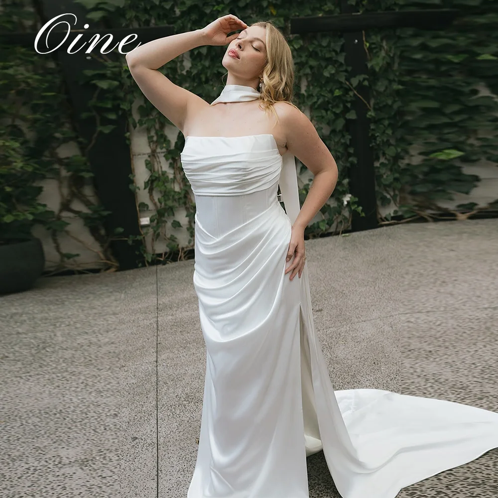 Oine 2026 Large size Mermaid Wedding Dress Strapless Sleeveless Pleat Elegant With Bibs vestidos de novia Bridal Gown Customized