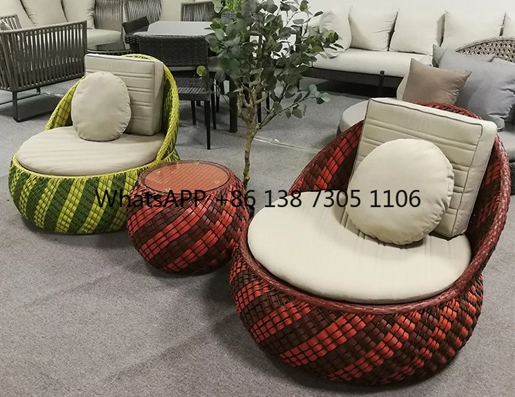 

Outdoor garden terrace courtyard handmade rattan tables and chairs Nordic coffee table combination simple casual furniture