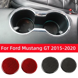 For Ford Mustang GT 2015-2021 Car Accessories Carbon Fiber Interior Auto Water Cup Slot Gasket Trim Cover Sticker Decal Decor