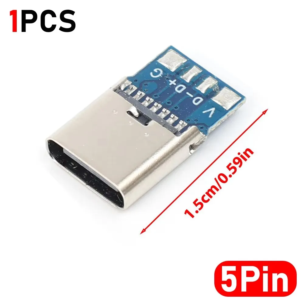 20-1 Stück 5/6-Pin Typ-C Buchsenanschlüsse USB Elektrische Klemmen Schweißen DIY Datenkabel Unterstützung für Leiterplattenbuchsen Gerätereparatur