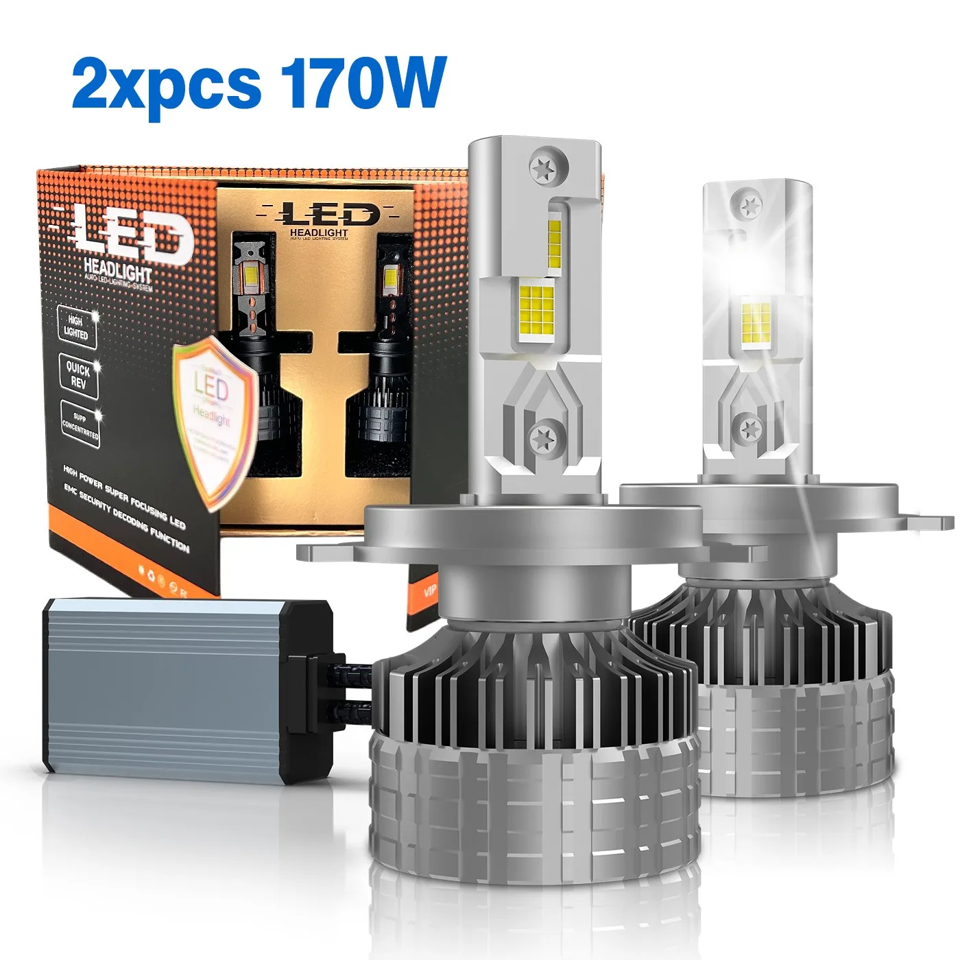 

12V 170W 6500K LED Headlight Bulbs H1 H3 H7 H8 H9 H11 HB3 HB4 HIR2 9005 9006 9012 9003 H4 H13 Auto Headlamp