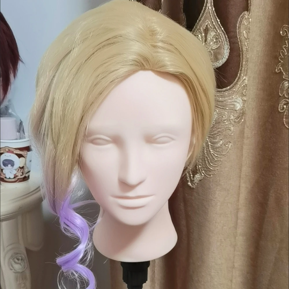 Anime Gazelle Cosplay Wig Golden Gradient Short Hair Rose Net Inner Cap Heat resistant Synthetic Fiber Wig Anime Party Cos Wig