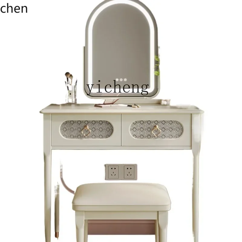 HXL French Master Bedroom Dressing Table Vintage Cream Style Bedside Makeup Table Desk Integrated