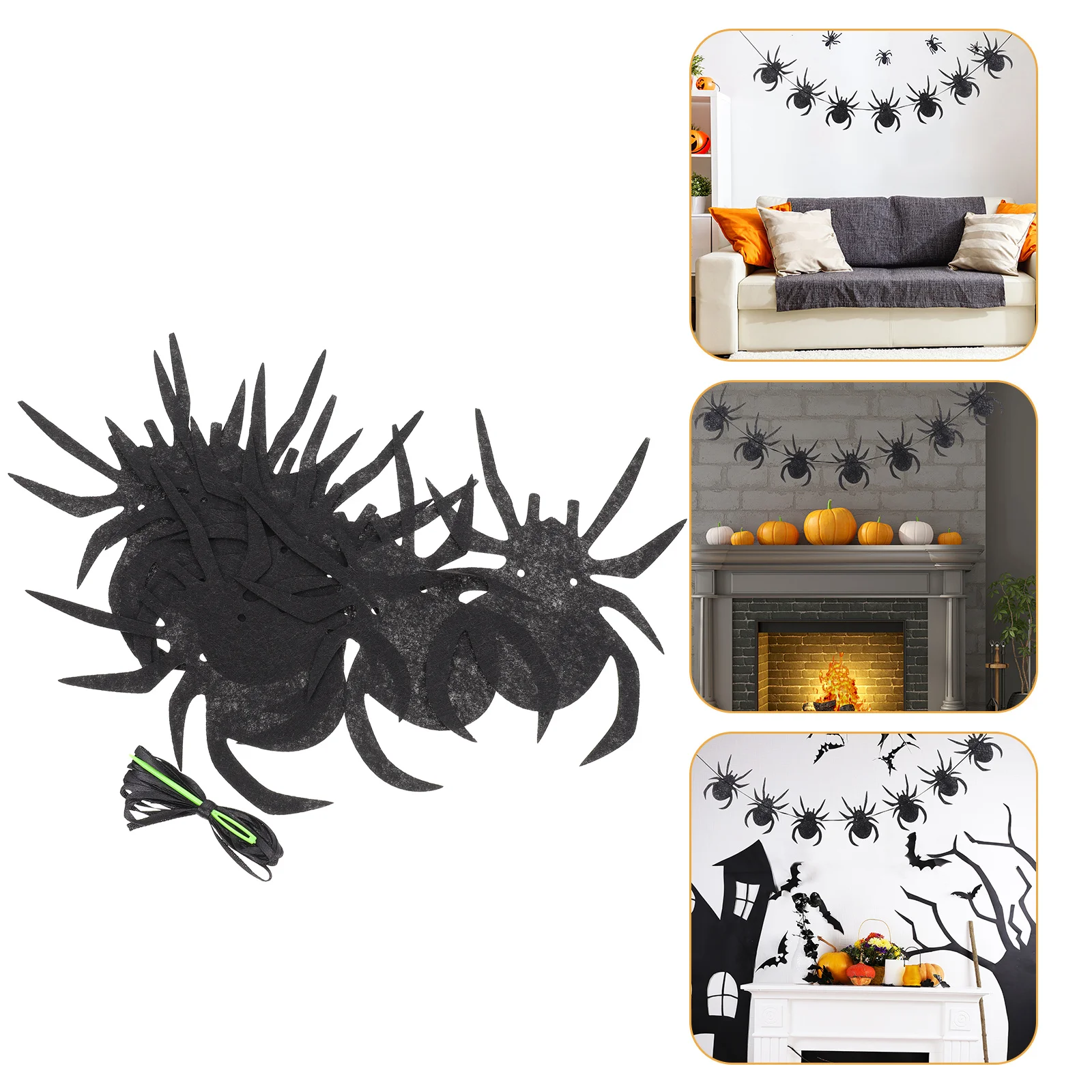

Black Spider Banner Felt Handmade Halloween Party Hanging Decoration Creative Spider Pattern Festival Supplies Indoor Outdoor