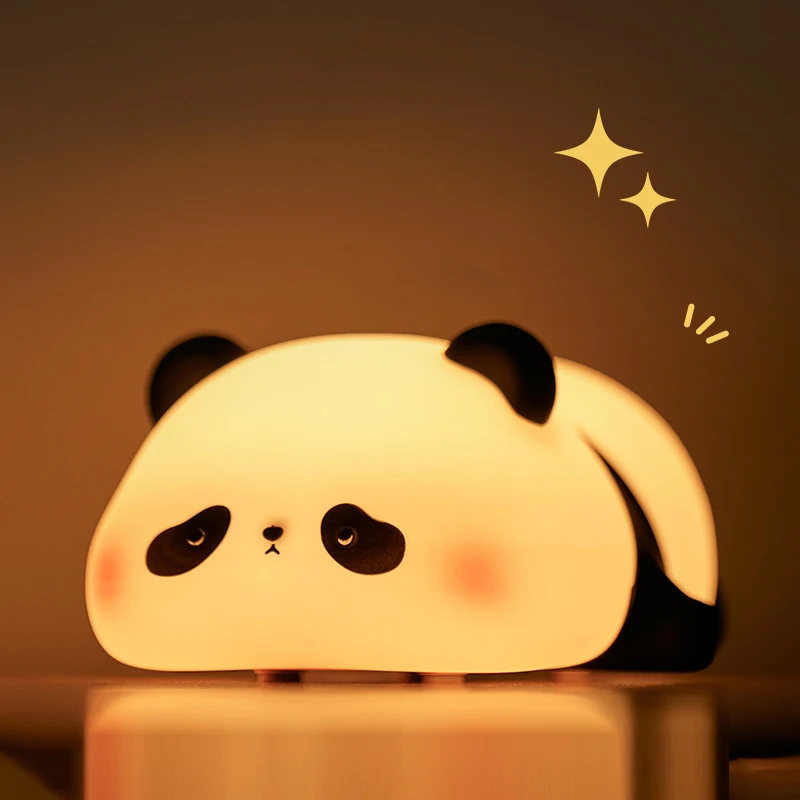 Luz noturna em formato de animal, led, panda, coelho, carregamento usb, decoração de cabeceira cronometrada, proteção para os olhos das crianças