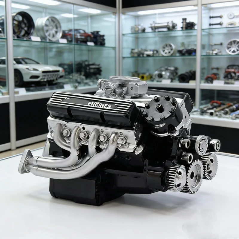 

Модель механического двигателя V8, настольное украшение для любителей автомобилей, декоративные элементы в ретро-индустриальном стиле, коллекционные подарки ручной работы.