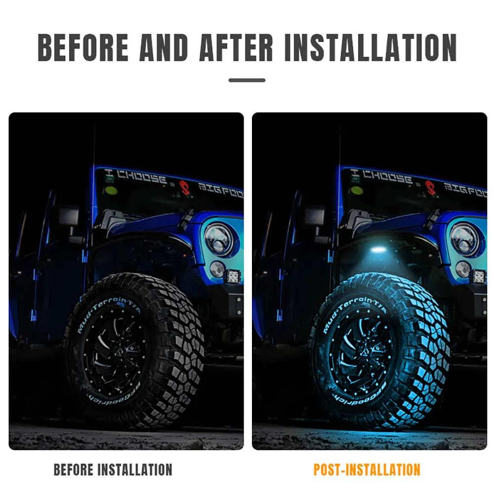 Motorcycle LED Rock Light Wheel Decorative Light Atmosphere Ambient Light For Dune Buggy ATV Truck Pickup Off Road Jeep SUV UTV