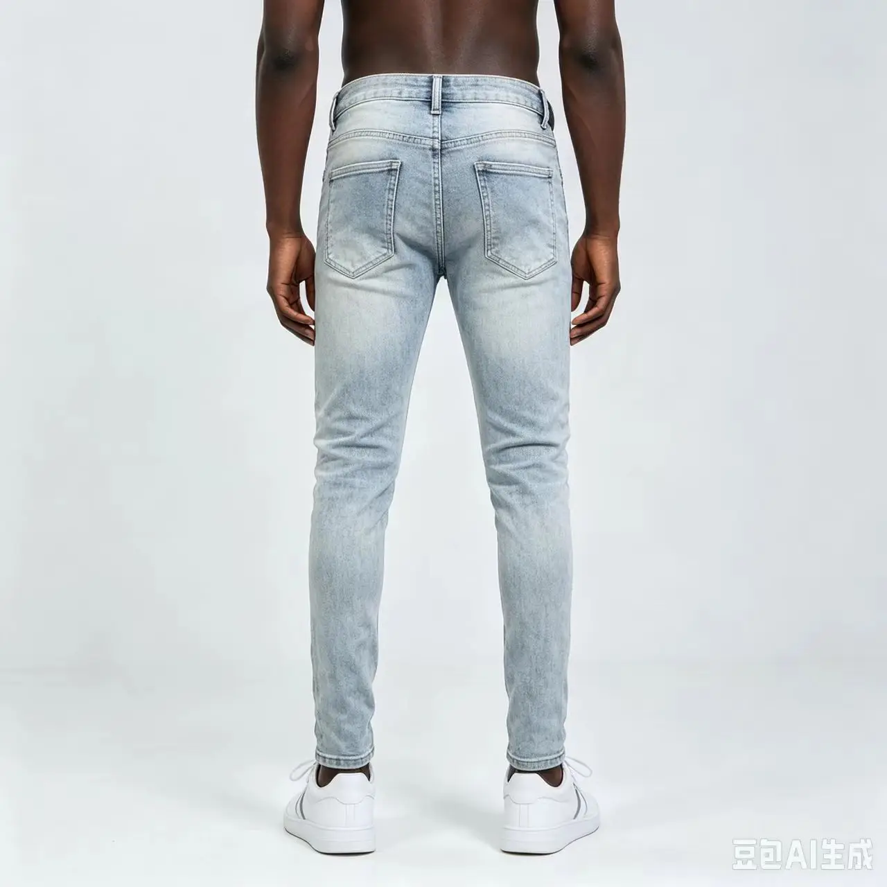 Men's Y2K High Street Fashion Light Blue Jeans Washed Nostalgic Perforated Red Patch Hip Hop Brand Casual Pants for Hombre