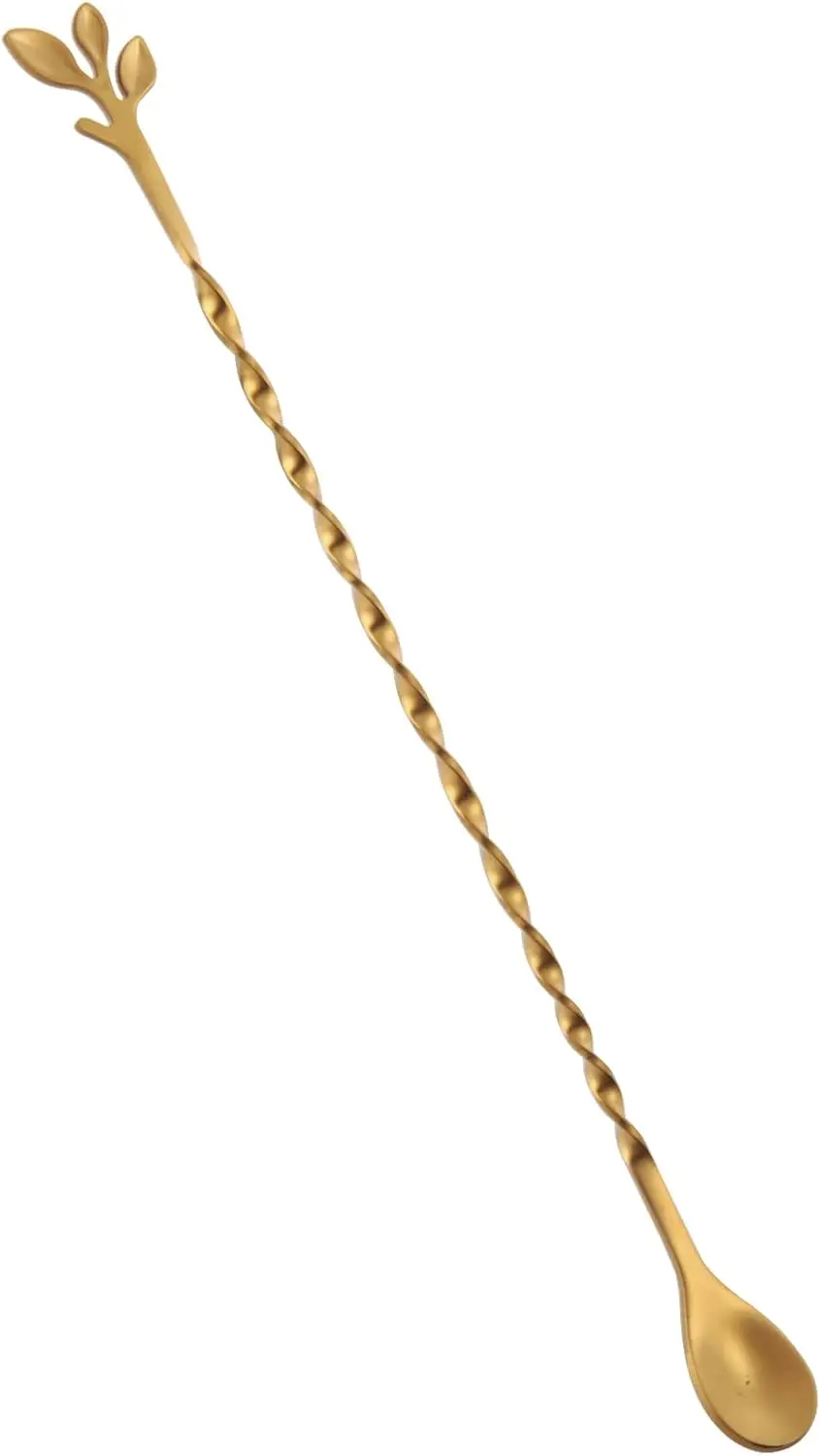 ช้อนค็อกเทลสแตนเลสขนาด 10 นิ้วพร้อมด้ามจับรูปใบไม้ - เหมาะสำหรับผสมเครื่องดื่มในแก้วทรงสูงและเชคเกอร์