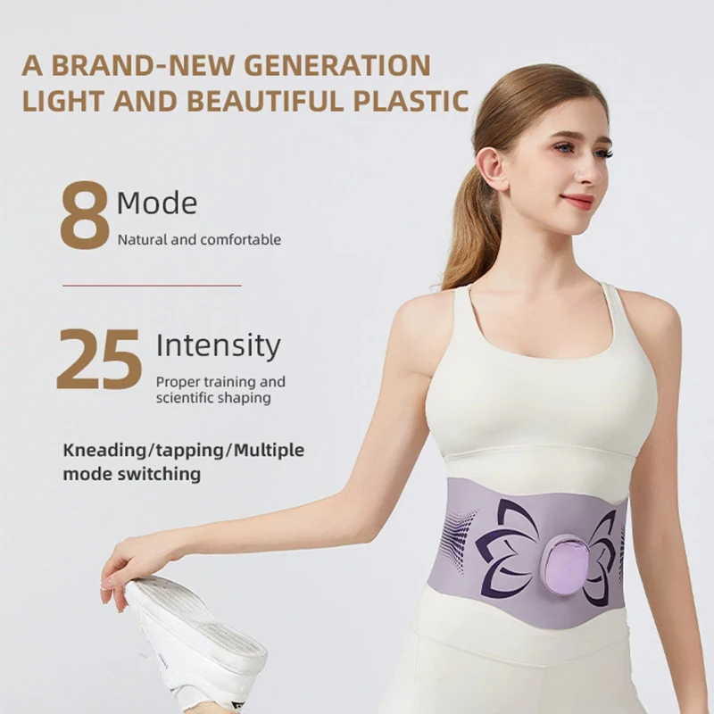 Rechargeable EMS Massage Belt with Heat, Portable Muscle Toner for Waist & Core Stimulation, Home & Gym Use