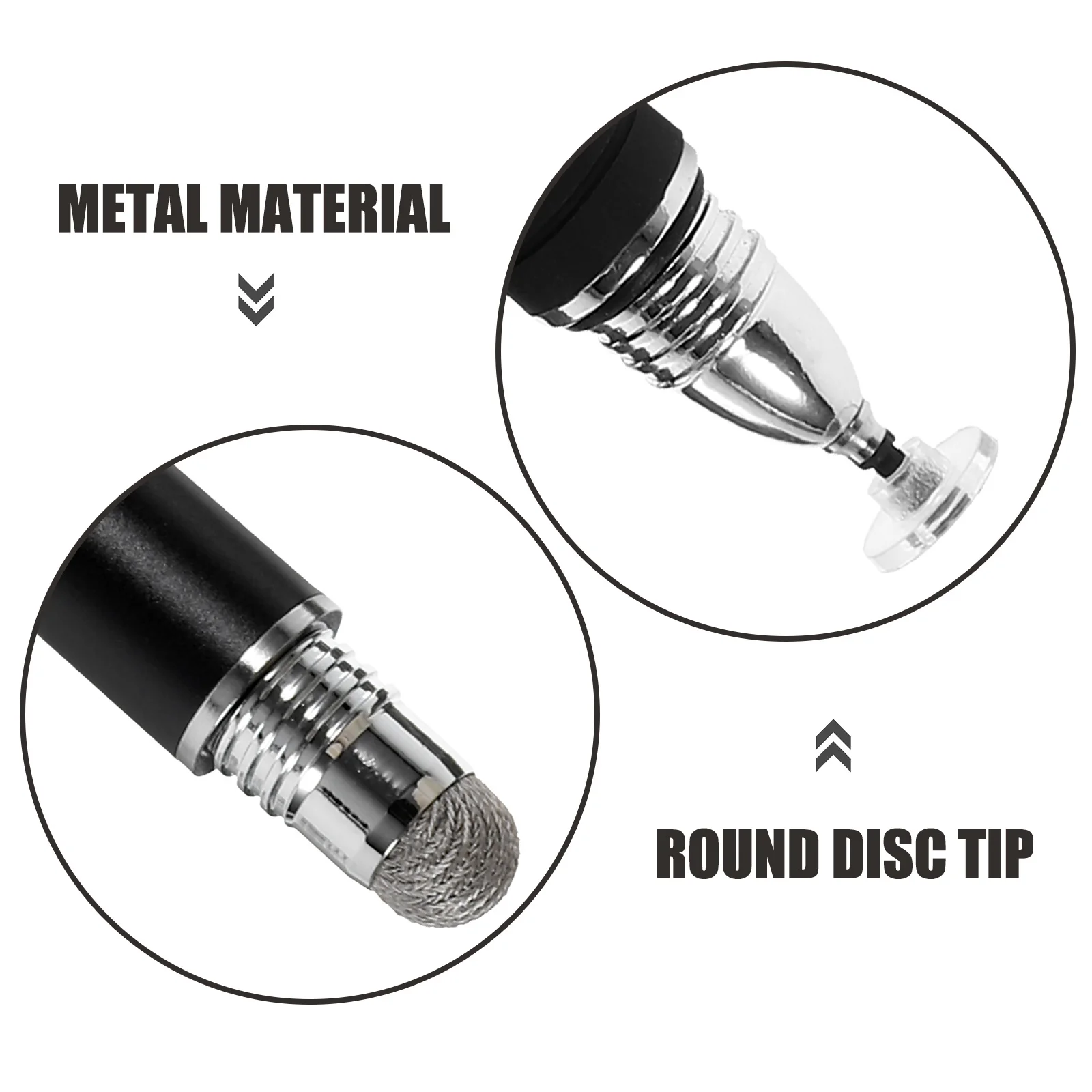 

5Pcs Capacitive Pen Set Metal Stylus Double End Round Silicone Disc Tip Replacement Stylus for Touch Screen Handwriting Phone