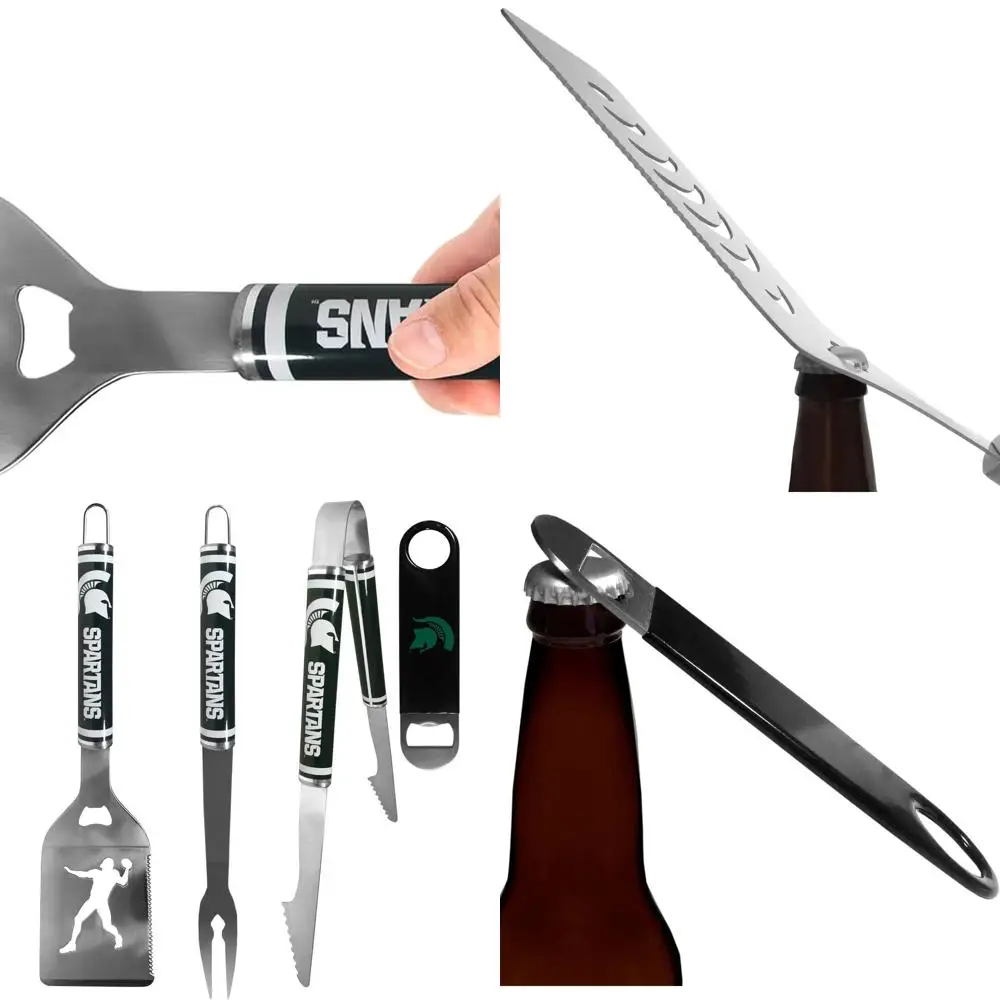 

Michigan State Spartans 3-Piece Steel BBQ Tool Set with Bottle Opener in Team Colors