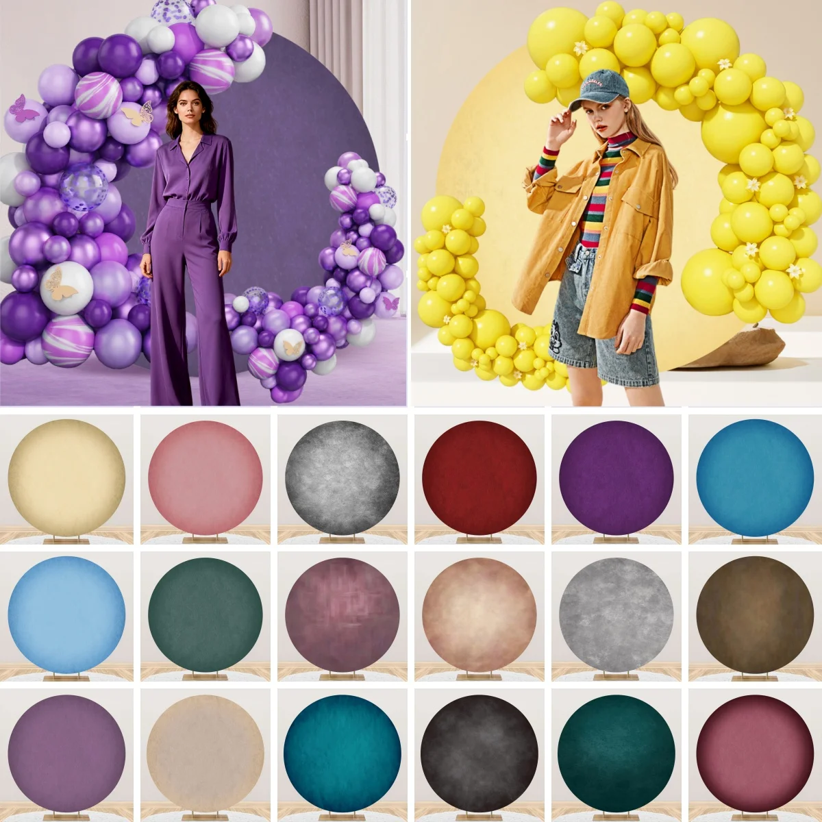 Fondo redondo degradado Vintage, cubierta abstracta azul, rosa, negro, decoración para fiesta de cumpleaños y boda, retrato artístico para adultos, fondo fotográfico