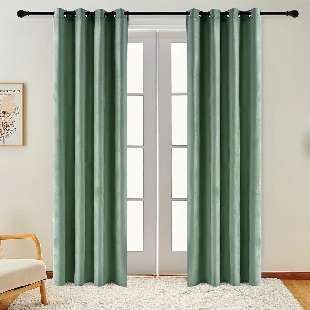 LEEJOOM Warm Winter Blackout Curtain Velvet Thick Lucurty Soft Window Drapes for Living Room Bedroom 1PC