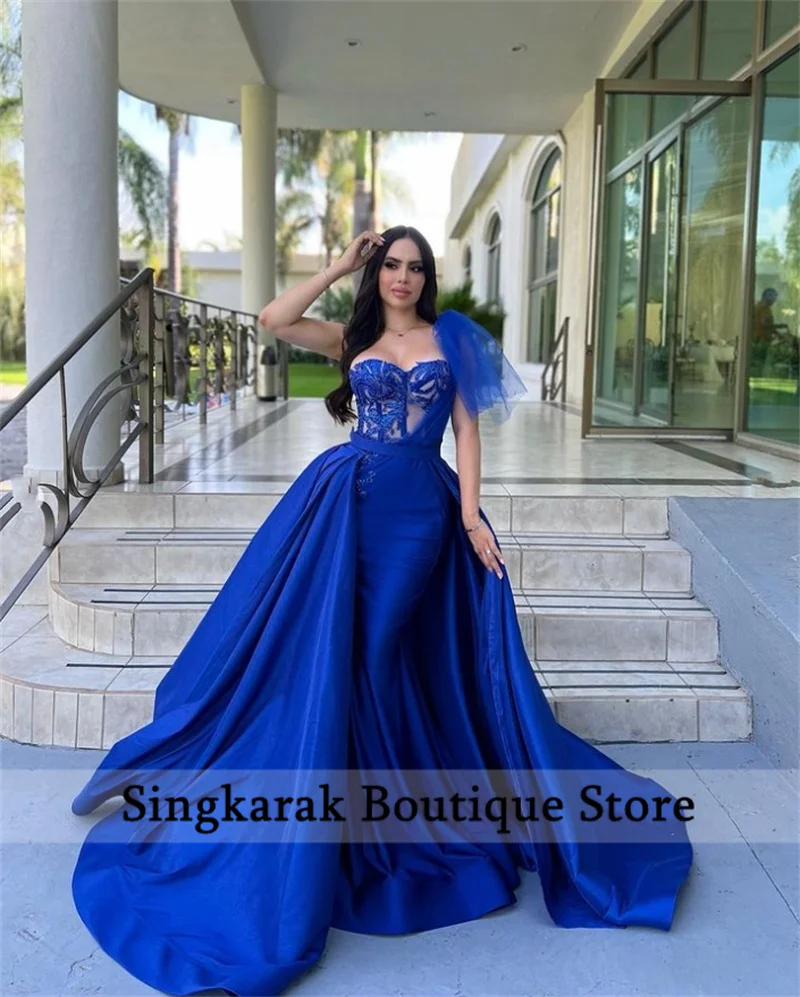 Hunter Green Dubai Evening Dresses With Detachable Train 2024 Beading Crystal Wedding Reception Party Prom Gowns Vestidos