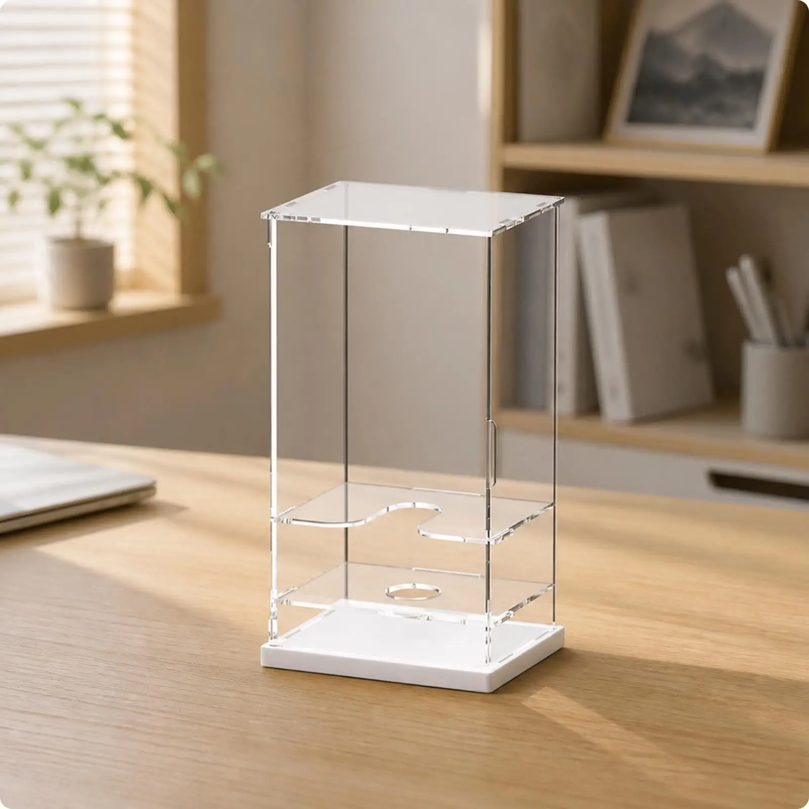 Acrylic Souvenir Storage Box for Light Sticks Clear Collectible Display Case with Removable Front Panel