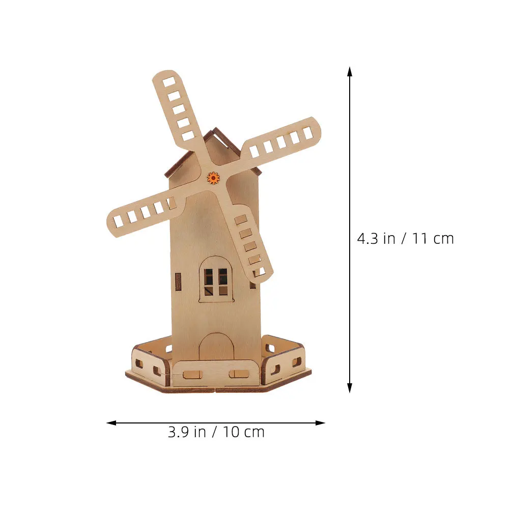 3개 세트 태양광 발전 풍차 STEM 과학 공예 키트 DIY 목조 주택 건설 교육용 과학 실험 프로젝트