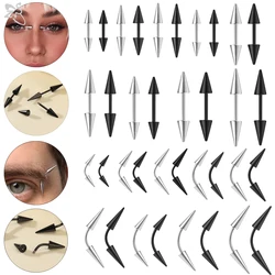 ZS 1PC 16G Spike Curved Barbell Eyebrow Ring External Thread Eyebrow Stud Cone Rook Daith Piercing Black Color Lip Piercing