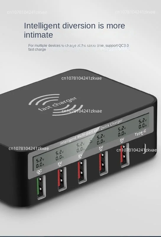 Multi-port USB charger with wireless fast charging USB charger head socket charging cable 2a fast