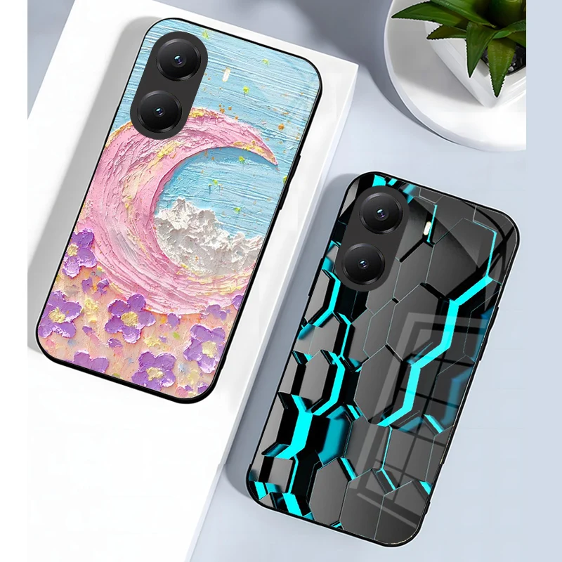 Luxury Tempered Glass Case For Poco X7 Pro PocoX6 F6 X5 Pro Case Hard PC Shockproof Protector Cover Poco X6 Pro Cartoon Capa view 4