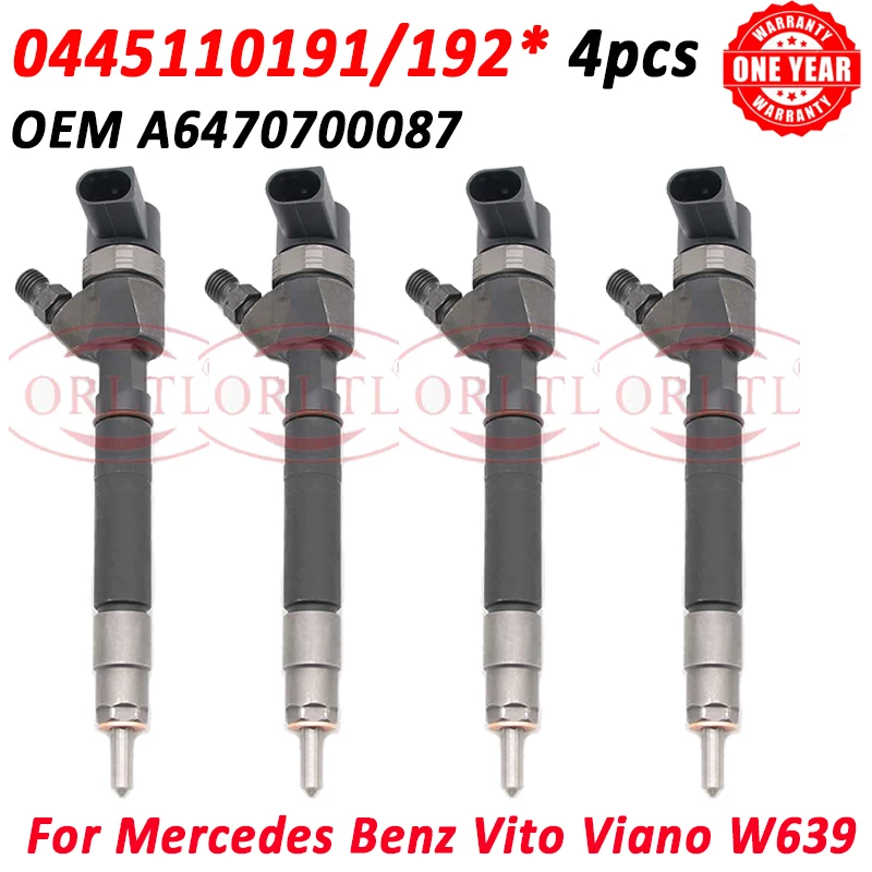 4 шт. 0445110191 0445110192 Новая форсунка дизельного топлива A6470700087 для Mercedes Benz Sprinter 316 416 Vito Viano W639