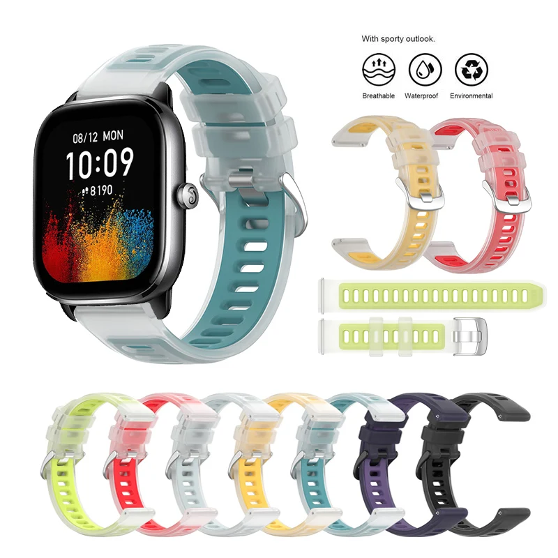 حزام سيليكون بألوان هلامية أنيقة لهاتف Huami Amazfit GTS GTS2 GTS3 GTS4 mini