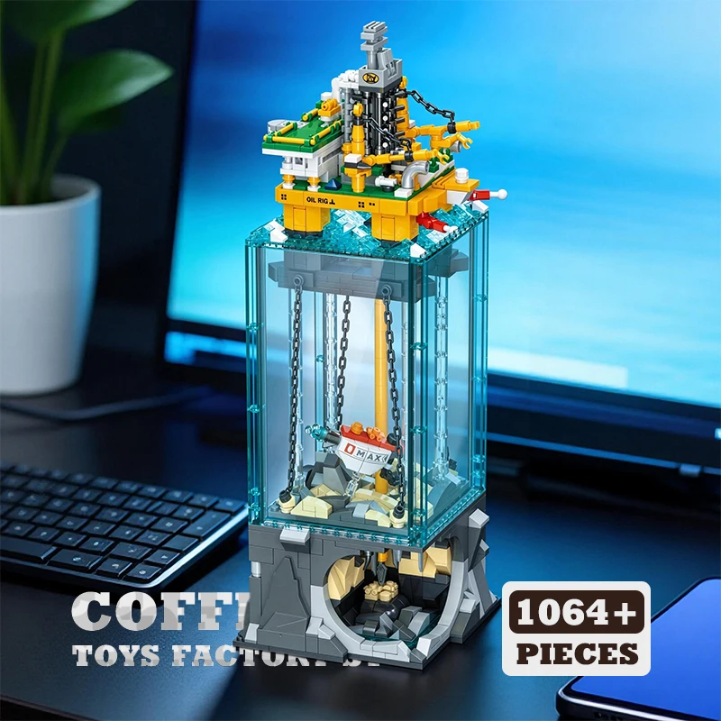 

1064Pcs Offshore Mining MOC Bricks Scene Desktop Decor Oil Rig Platform Building Blocks 3D Model STEM Toys Adult Friend Gift DIY
