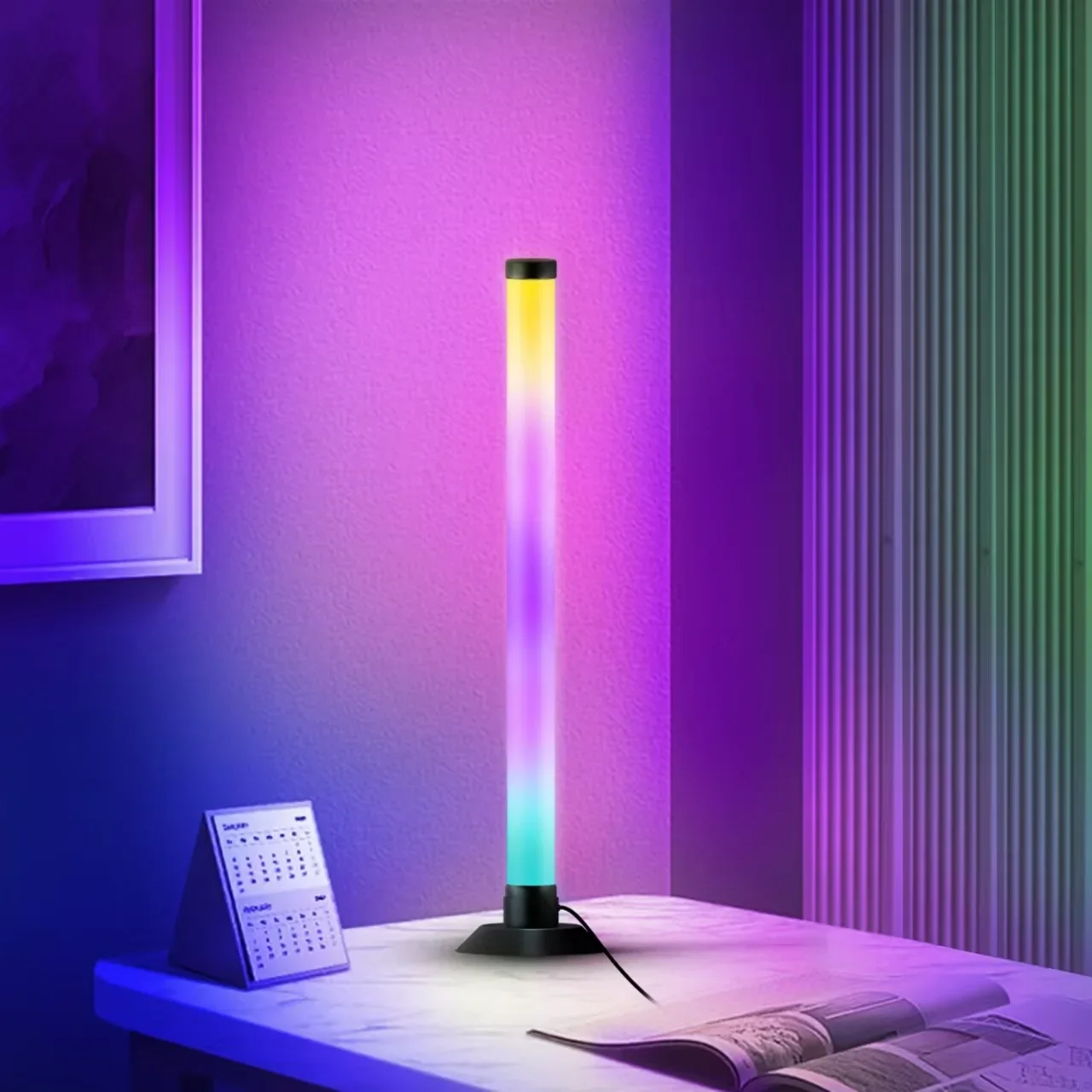 Smart RGB Colorful Table Lamp Music Rhythm Light with APP and Remote Control for Bedroom Computer Desktop Ambient Gaming Lights