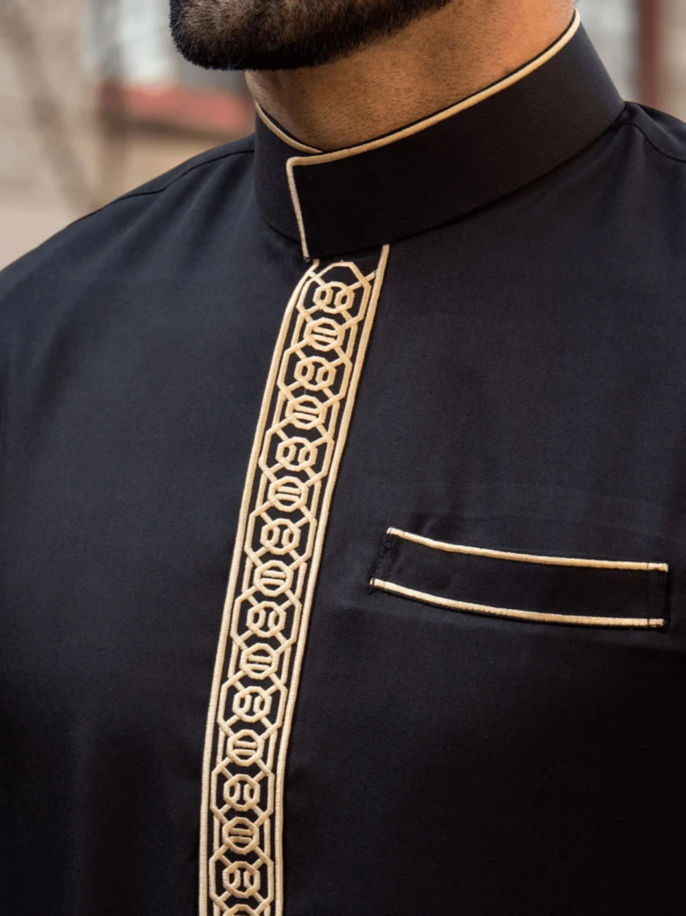 Hot Sale Arabic Long Sleeves Men's Shirt Black Muslim Smooth High Quality Plus Size Party Outfit Delicate Spring Autumn