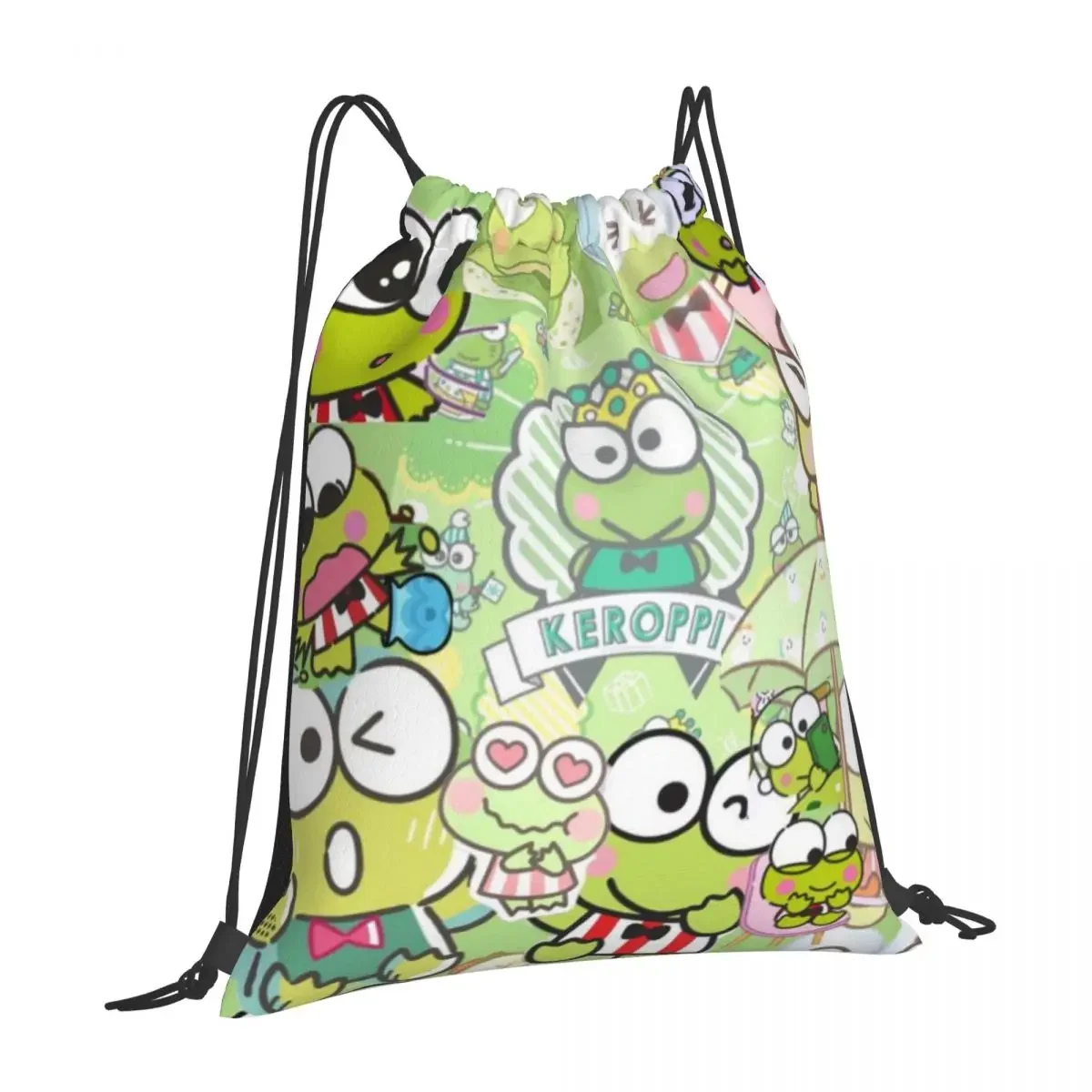 Sanrio Keroppi Drawstring bag Storage Portable Handbags Grocery Shopping Shoulder bags foldable Travel Bag