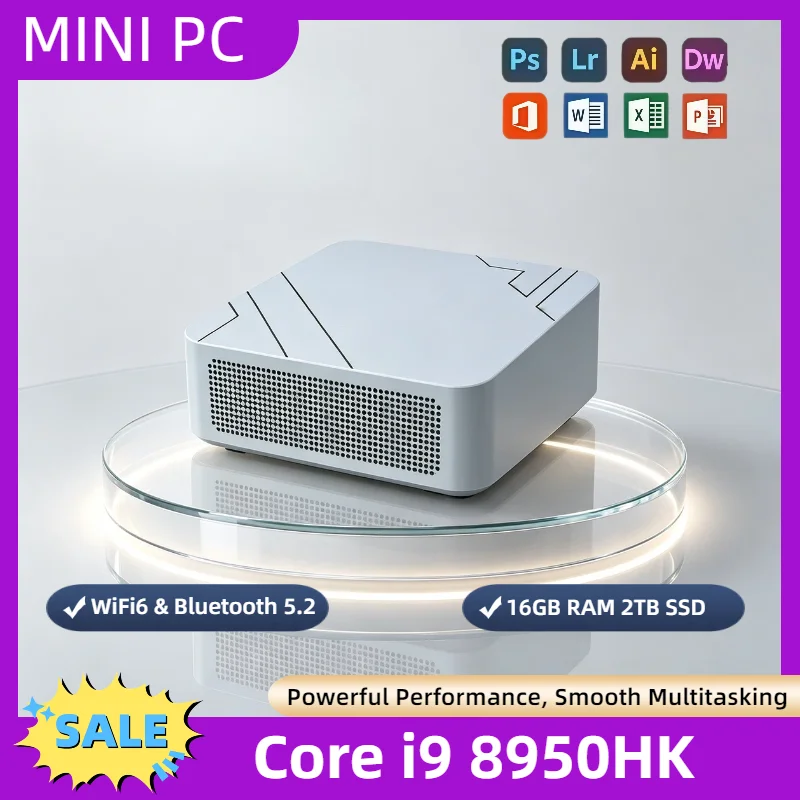 i9-8950HK Mini PC med 16GB RAM