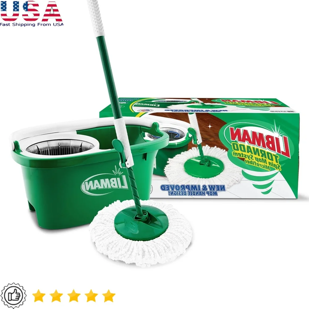 

Набор для чистки пола Tornado Spin Mop с насадкой из микрофибры Сверхмощное ведро Эффективное удаление воды Удобное отжимание