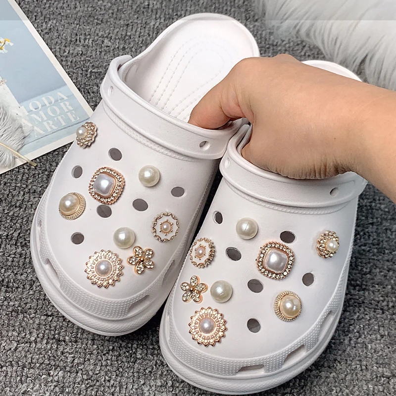 

DIY Высококачественные подвески для обуви с жемчужной цепочкой для крокодилов, сабо, шлепанцы, сандалии, садовая обувь, украшения, очаровательный комплект, аксессуары, подарки для детей