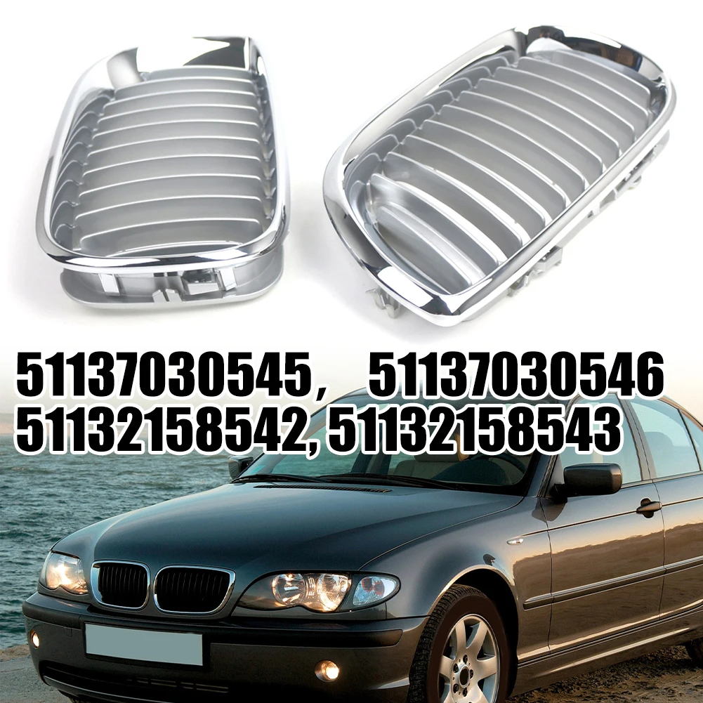 2pcs Chrome Front Bumper Grille Grill For BMW 3-Series E46 2002-2005 Facelift High Quality Car Front Bumper Grille Hot Sale