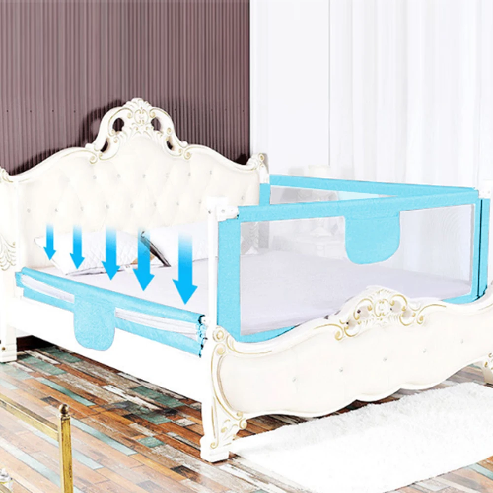 Barriera di sicurezza retrattile portatile per letto per bambini, sponda pieghevole per lettino, protezione per letto per bambini e neonati (150 / 180
