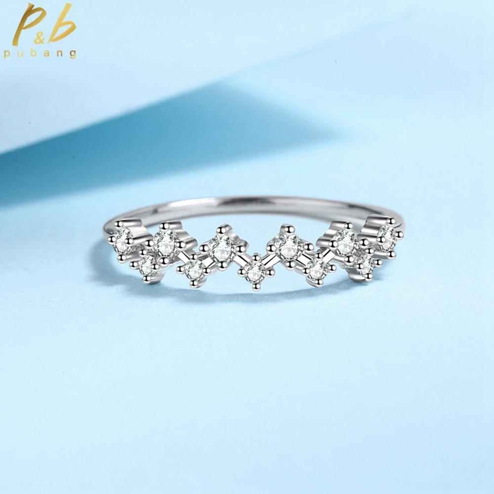 

PuBang Fine Jewelry Real 925 Sterling Silver GRA Moissanite Diamond Row Ring for Women Anniversary Engagement Gift Free Shipping