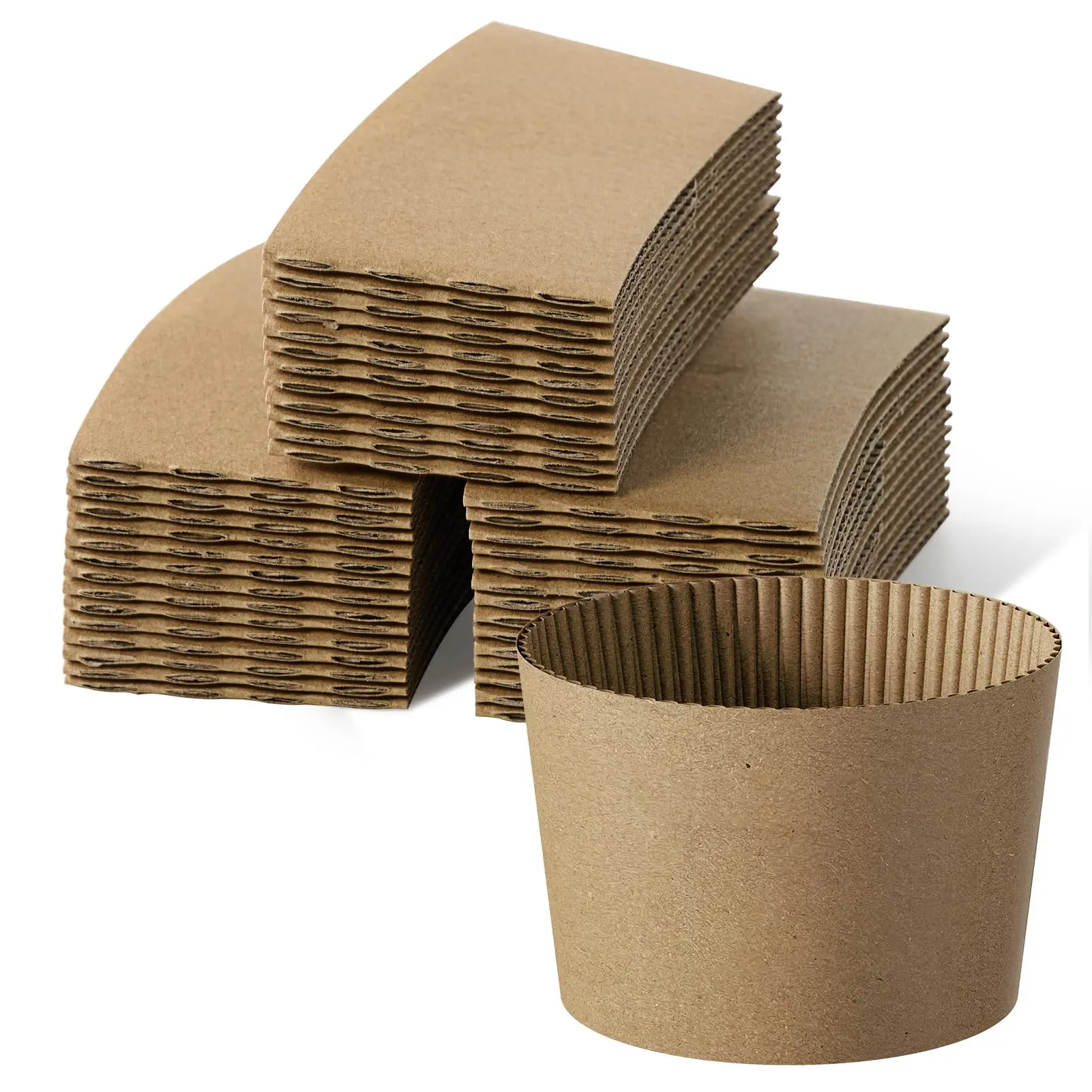 50/100pcs Kraft Corrugated Paper Cup Sleeves Brown Coffee Cup Sleeves Heat Insulation Cardboard Holder Disposable Cup Cover