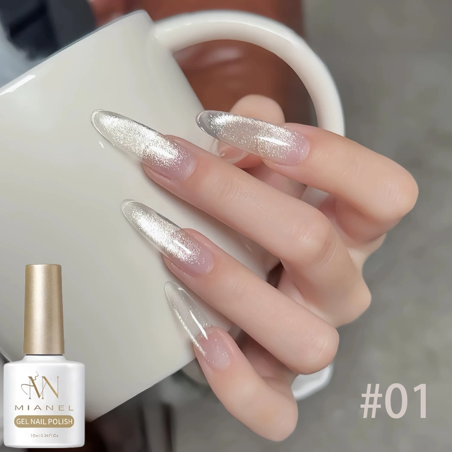 미아넬 10ML 화이트 캣 아이 젤 네일 폴리쉬 플래시 글래스 비즈 워터 베이스 컬렉션 네일 아트 신상 크리스마스 네일 2025