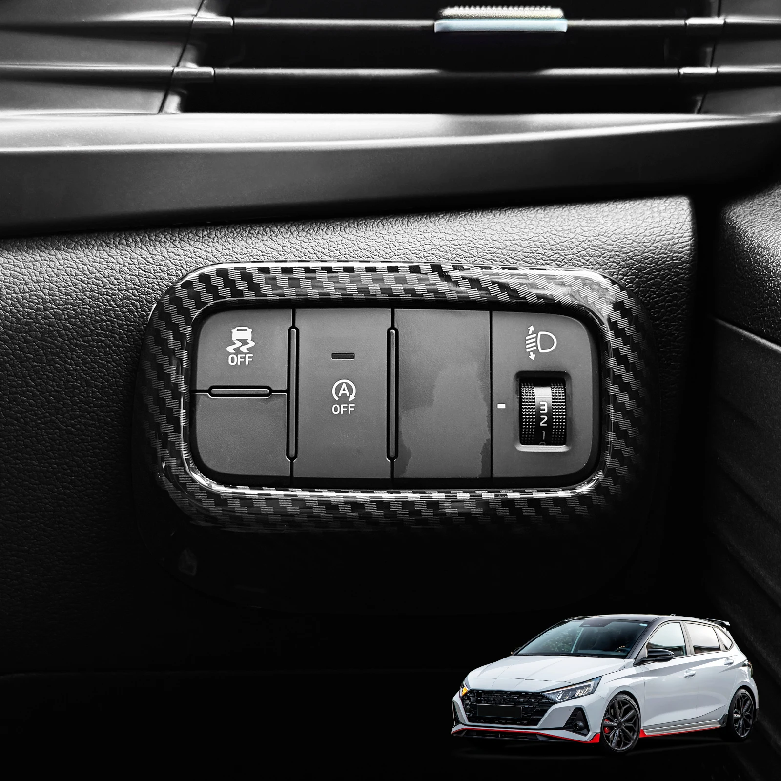 Накладка на переключатель фар из АБС-пластика для Hyundai i20/i20 N 2020-2026 (левый/правый руль), декоративная отделка кнопок управления освещением, аксессуары для интерьера