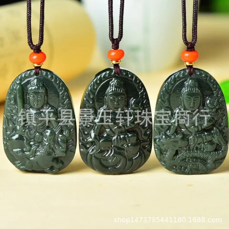 Hetian Qingyu Eight Guardian Deities Zodiac Buddha Snake Horse Sheep Monkey Rooster Jade Pendant