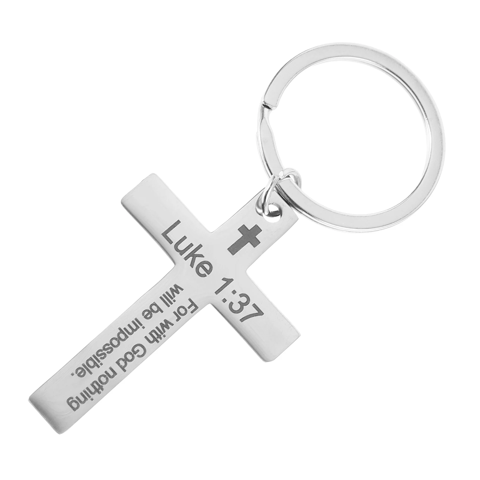 

Cross Keychain Stainless Steel Pendant Key Ring Bag Charm Gift Kids Camper Backpack Accessories Engraved Christian Jewellery
