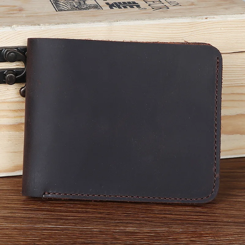 

YH3099 Men's retro horizontal portable genuine leather wallet, crazy horse leather top layer cowhide short wallet