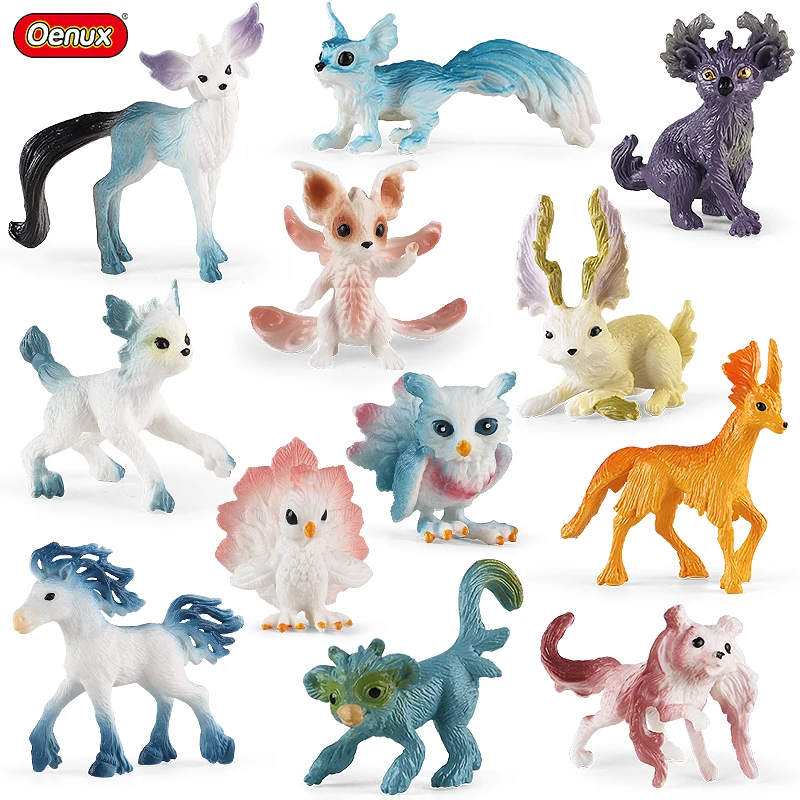 Oenux Fairy Tale Fly Horse Mythical Elves Elf Pegasus Animals Model Action Figures PVC Cute Education Miniature Kids Toy Gift