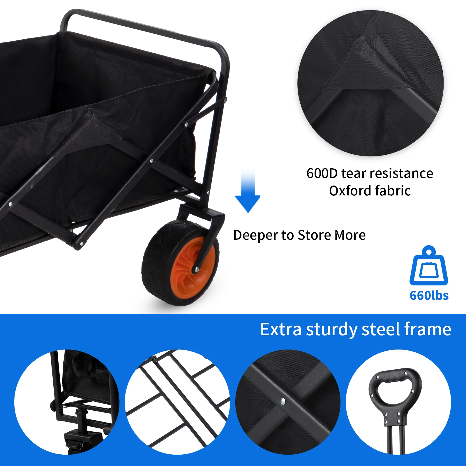 Heavy Duty Foldable Trolley Cart Wagon Beach Camping Festival Outdoor Garden Multifunction Photography Light Stand Collection