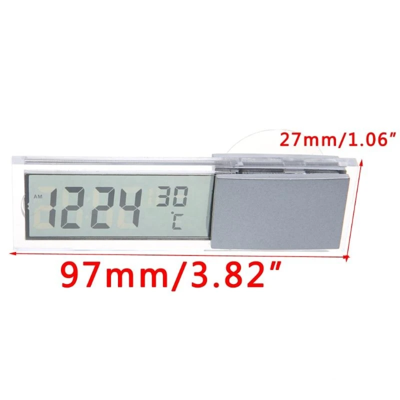 E06B Mini 2 en 1 LCD Reloj camión automóvil auto digital + termómetro para w/taza succión