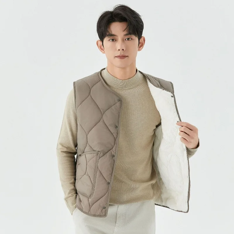 Vintage Cotton Padded Vest Mens Sleeveless Quilted Jacket Thick Warm Casual Working Outerwear Men Autumn Winter
